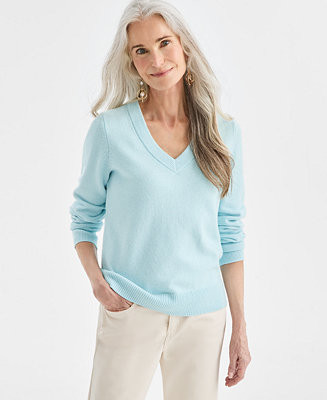 Women's V-Neck Shine Sweater, Macy's Exclusive | Macy's