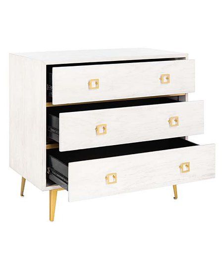 White & Goldtone Three-Drawer Dresser | Zulily