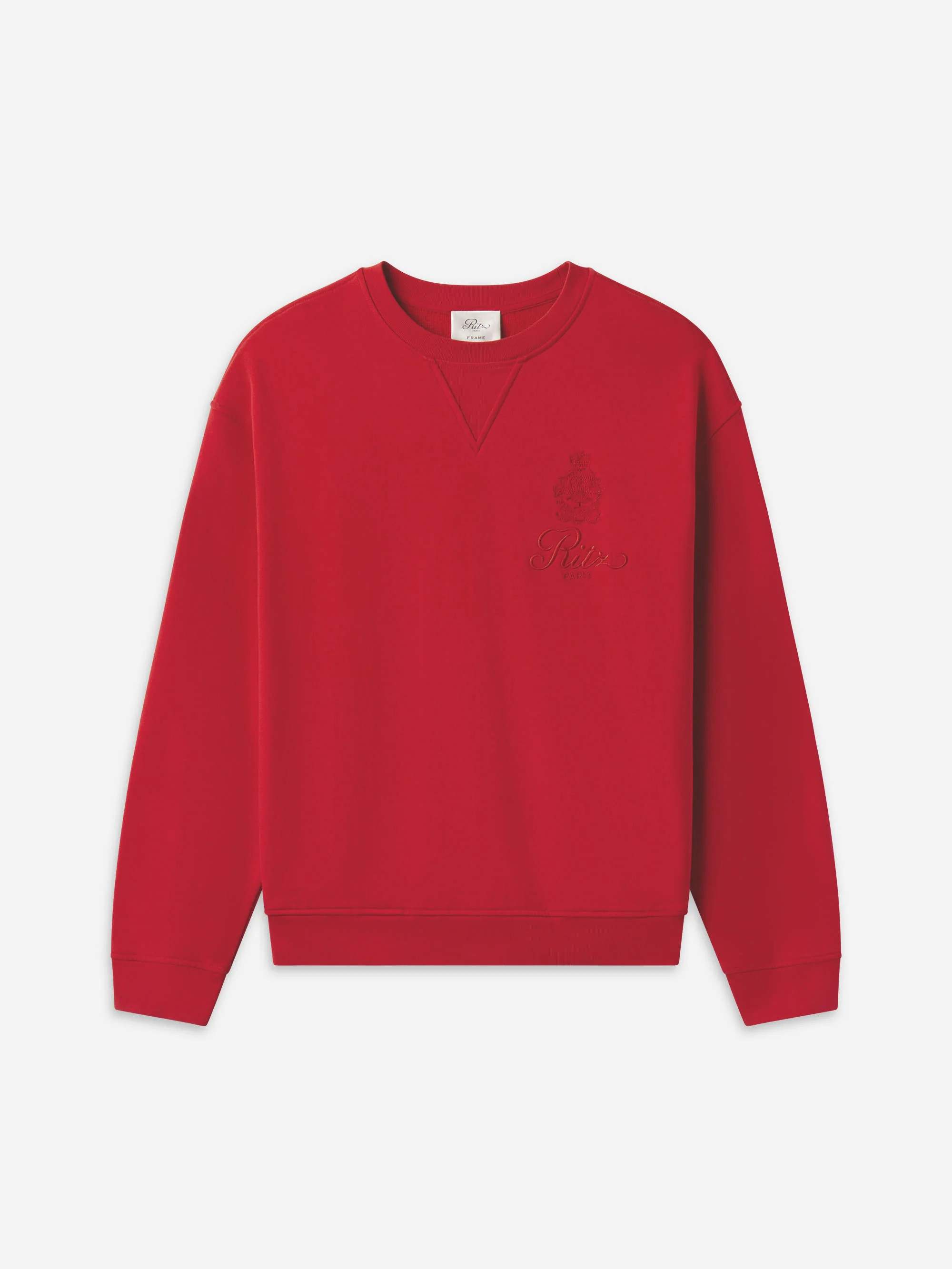 Ritz Unisex Tonal Logo Crewneck  in  Red | Frame Denim