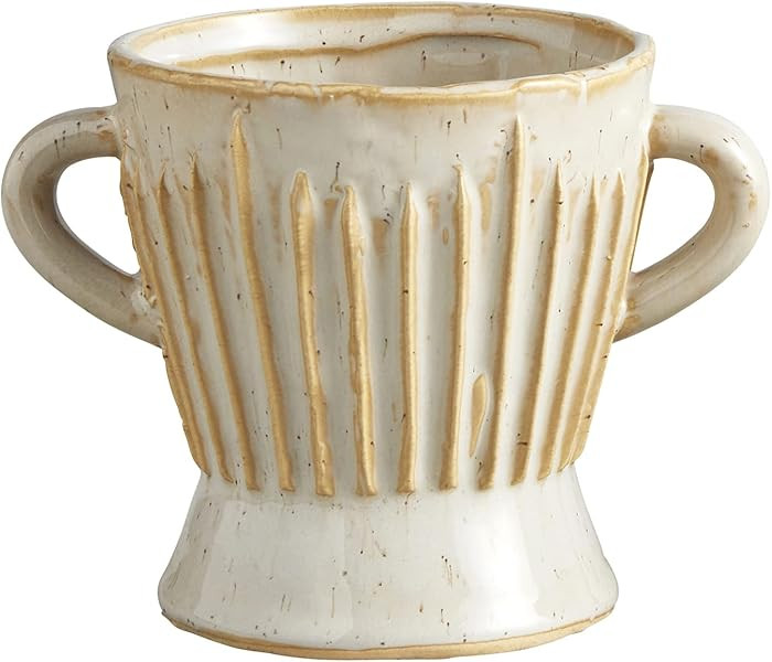 47th & Main Textured White Glazed Ceramic Planter with Handles for Flowers Small Plants Succulent... | Amazon (US)