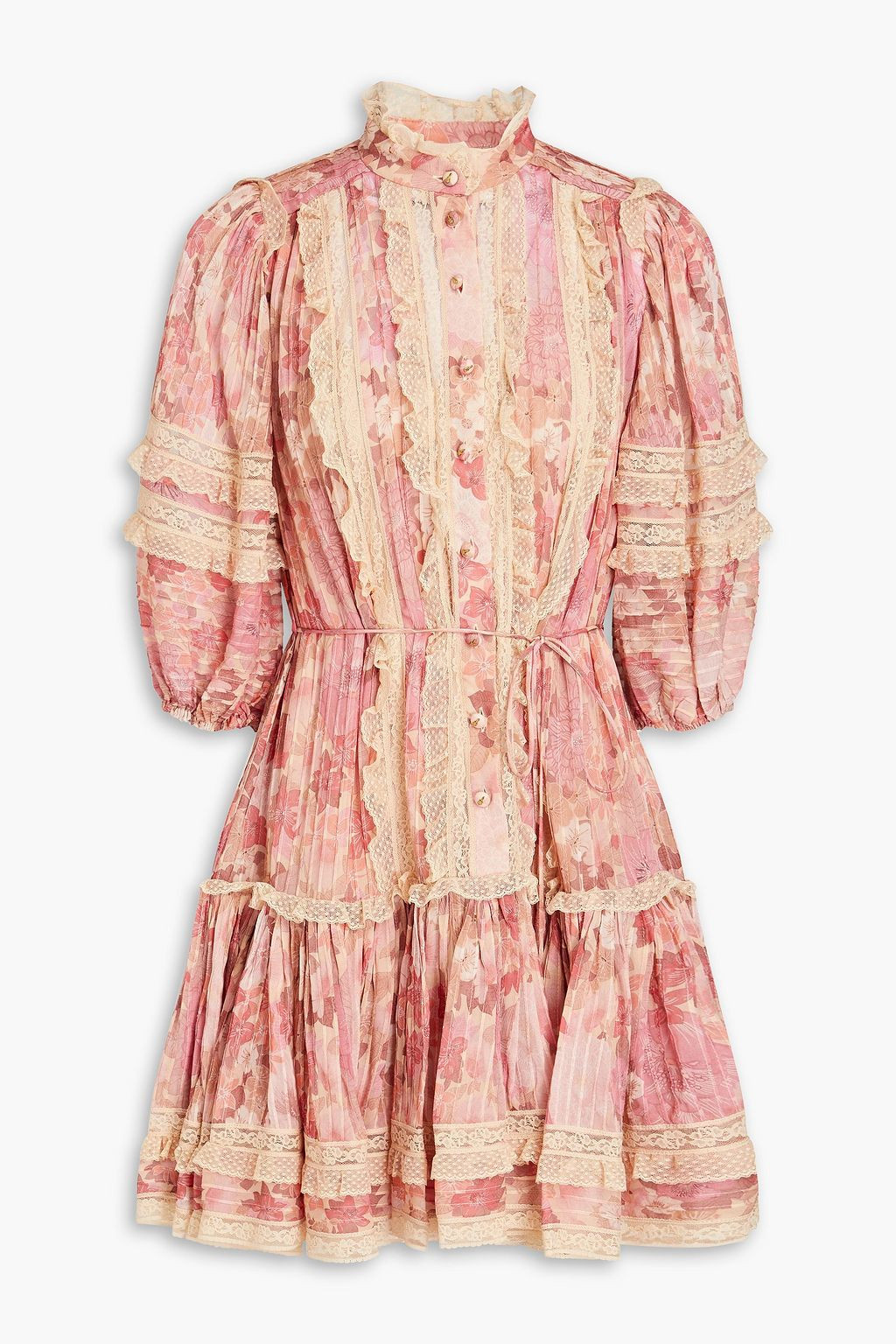 Tempo Minikleid aus Seidenkrepon mit floralem Print und Rüschen | The Outnet (UK and Europe)