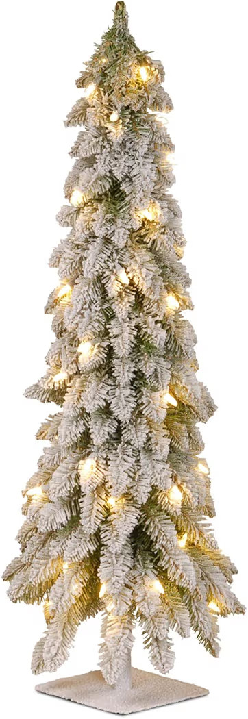 National Tree Company Pre-Lit Artificial Christmas Tree, Snowy Downswept, Green, White Lights, Includes Stand, 4 Feet | Amazon (US)