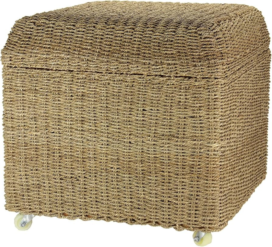 Household Essentials Rolling Seagrass Wicker Storage Seat | Amazon (US)