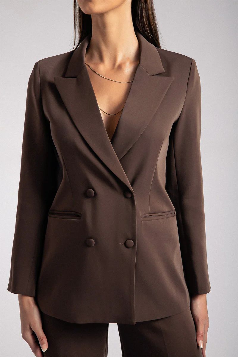 Elena Oversized Blazer- Chocolate | MESHKI US