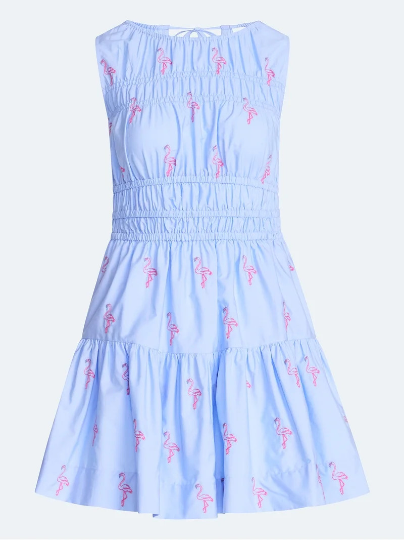 Free Assembly Women's and Women's Plus Smocked Cotton Drop Waist Mini Dress, Sizes XS-4X | Walmart (US)