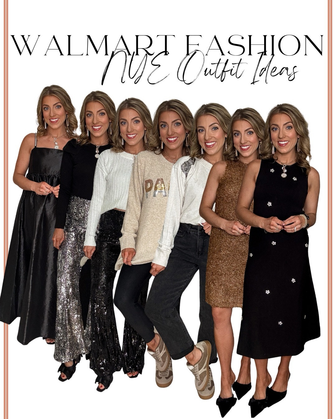 ✨ Walmart New Year’s Eve Outfit Ideas ✨

Sharing 11 Walmart NYE outfits that prove you do not have to spend a fortune to look amazing on New Year’s Eve 🖤 Whether you’re headed to a fancy dinner, hosting at home, or keeping it casual with friends, these looks have you covered from dressy to laid-back chic.

Think ✨ sparkle dresses, sequin skirts, metallic pieces, cozy statement sweaters, casual denim looks, and elevated basics — all styled to feel festive, flattering, and easy to wear into the new year. The best part? Everything is affordable Walmart fashion you can shop right now.

These outfits are perfect for:
• New Year’s Eve parties
• NYE dinner looks
• Casual NYE outfits
• Dressy NYE outfits
• Sparkly holiday outfits
• Walmart fashion finds
• Budget-friendly holiday style

If you love mixing glam and comfort, these Walmart outfits are such a win. I’ve linked every single look so you can recreate them head-to-toe ✨

🛍️ Shop all 11 outfits in LTK
🎆 Save this for NYE outfit inspo

#WalmartFashion #WalmartStyle #NewYearsEveOutfits #NYEOutfitIdeas #AffordableFashion #BudgetStyle #HolidayOutfits #SparkleSeason #CasualNYE #DressyNYE #LTKStyle #WalmartFinds