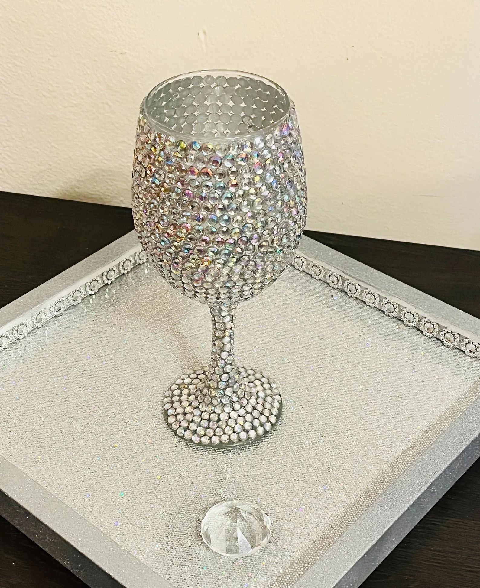 Iridescent Diamond Wine Glass  Bedazzled Wine Glass  | Etsy | Etsy (US)
