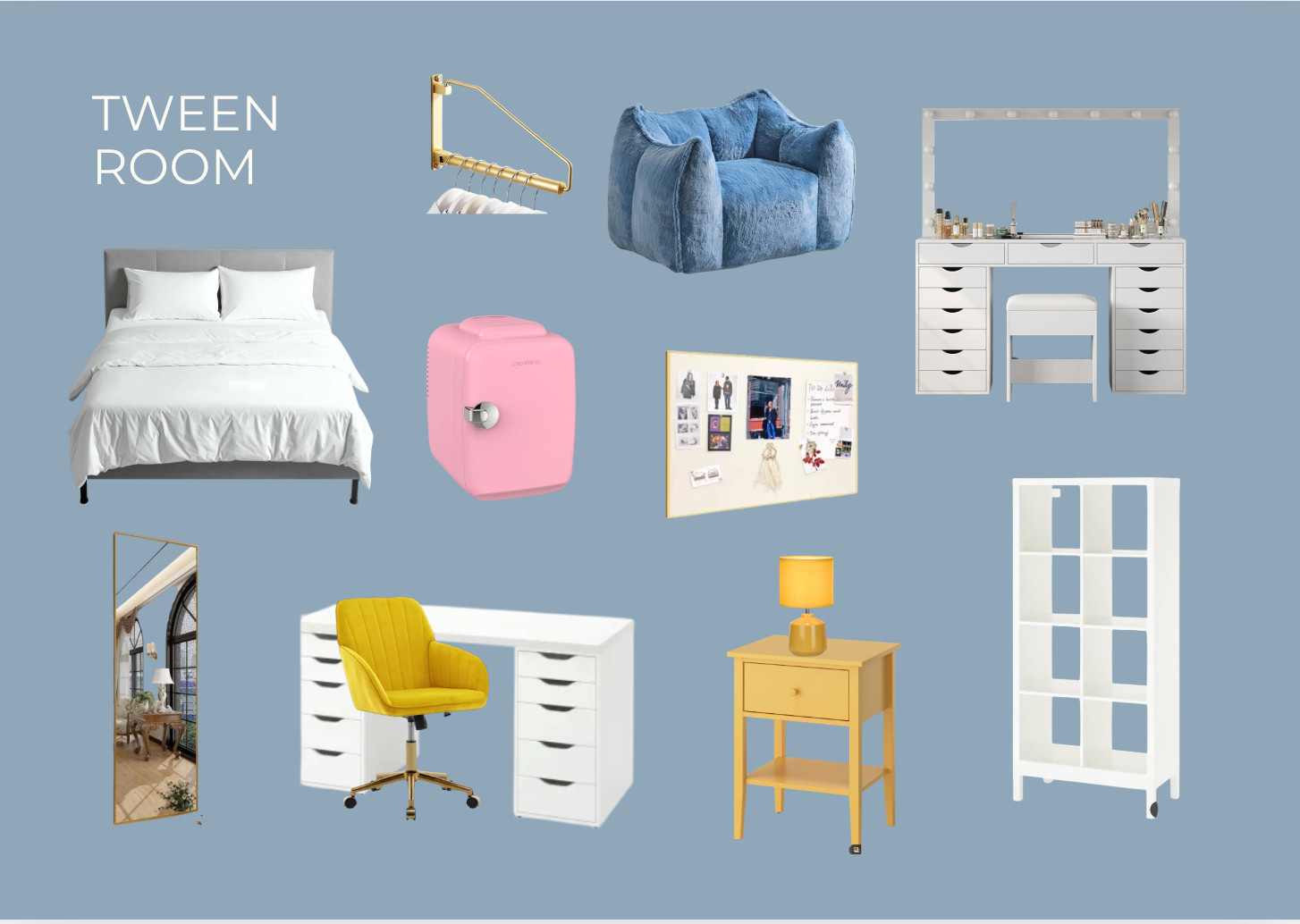 A tween room that can grow with her 🤍

Soft color, cozy seating, and smart storage that actually works for real life. From a calm sleep zone to a dedicated homework space, getting ready vanity, and a few fun personality moments, this room was designed to feel organized without feeling boring.

Every piece here was chosen to balance function and style so the space feels calm, comfortable, and age-appropriate now, with flexibility to evolve over time.

Shop the full room below and save for future inspo ✨ 

 #LTKHome #LTKFindsUnder50 #LTKFindsUnder100