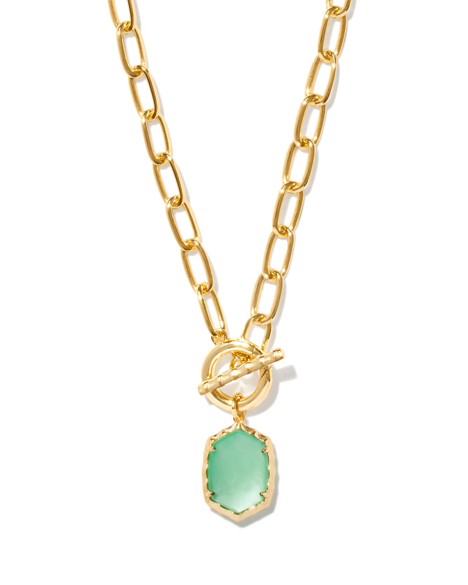 Daphne Convertible Gold Link and Chain Necklace in Light Green Mother-of-Pearl | Kendra Scott