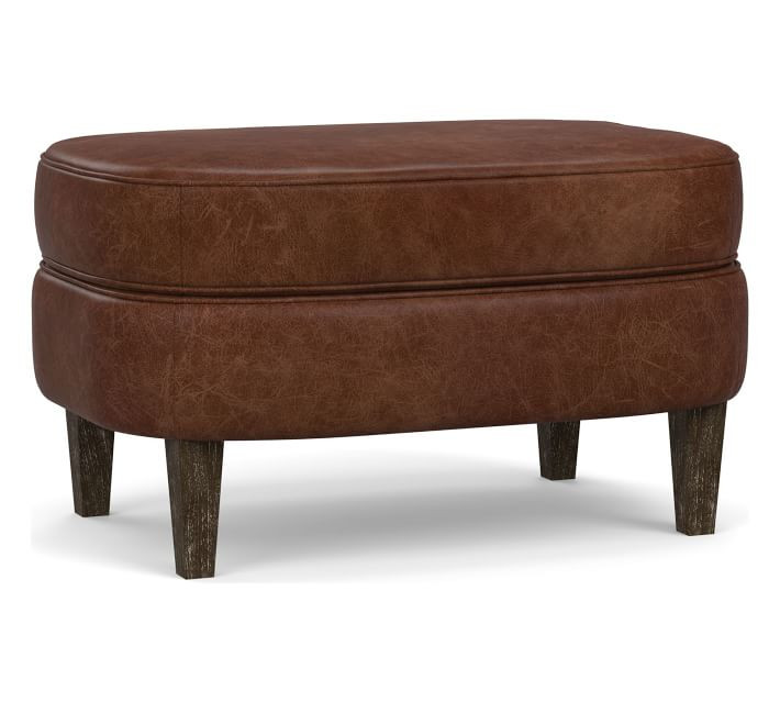 Cardiff Leather Ottoman | Pottery Barn (US)