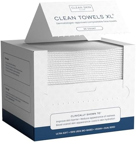 Clean Skin Club Clean Towels XL™, 100% USDA Biobased Face Towel, Disposable Face Towelette, Ecz... | Amazon (US)