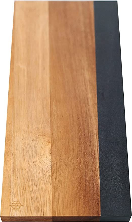 Acacia Wood and Slate Modern Cheeseboard (Acacia Wood and Black Slate) Charcuterie Platter for Wi... | Amazon (US)