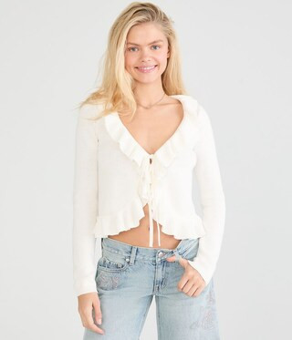 Ruffled Tie Cardigan | Aeropostale