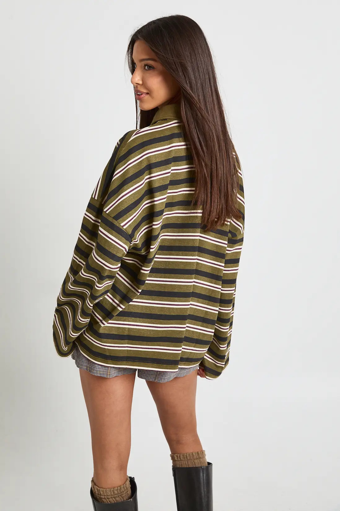 Striped Printed Long Sleeve Rugby Top | Boohoo.com (UK & IE)