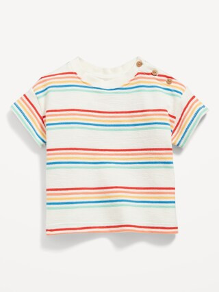 Unisex Printed Buttoned-Shoulder Textured-Knit T-Shirt for Baby | Old Navy (US)