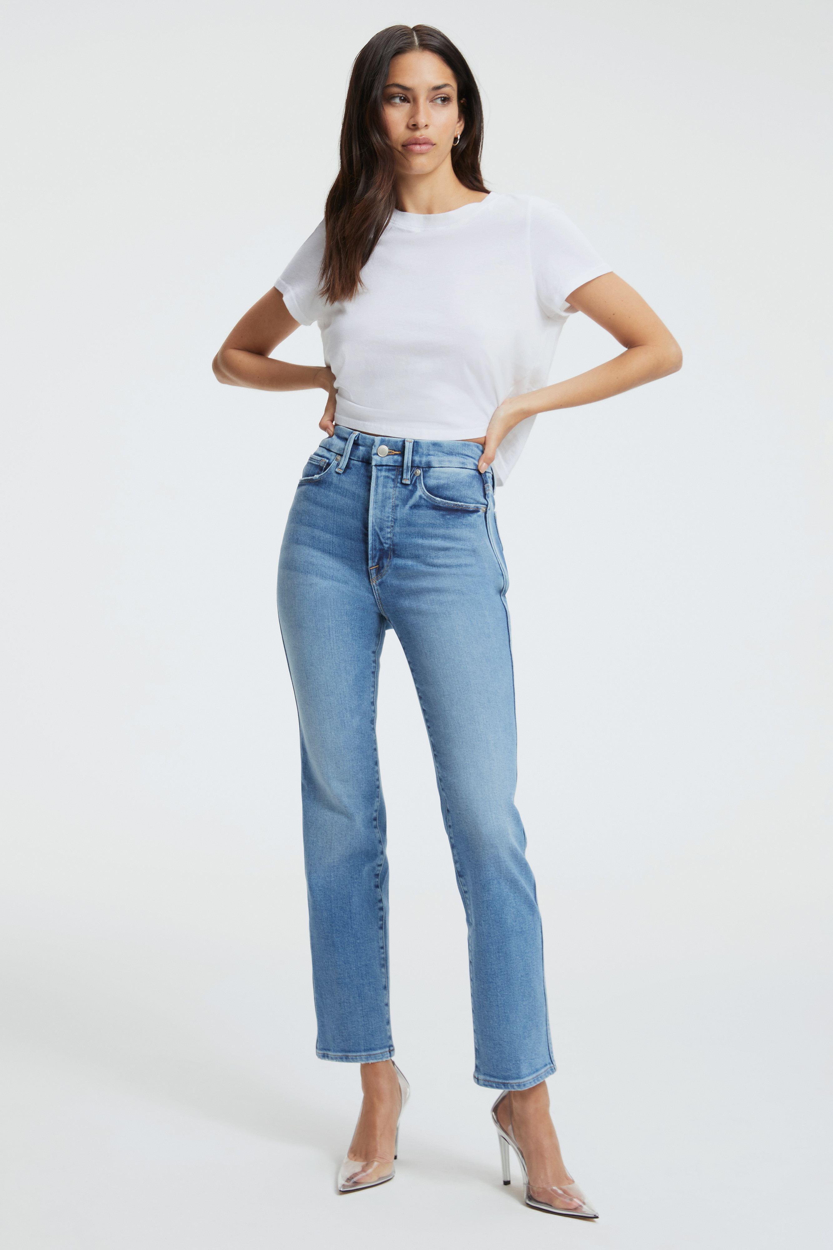 GOOD CURVE STRAIGHT LIGHT COMPRESSION JEANS | INDIGO268 - GOOD AMERICAN | Good American