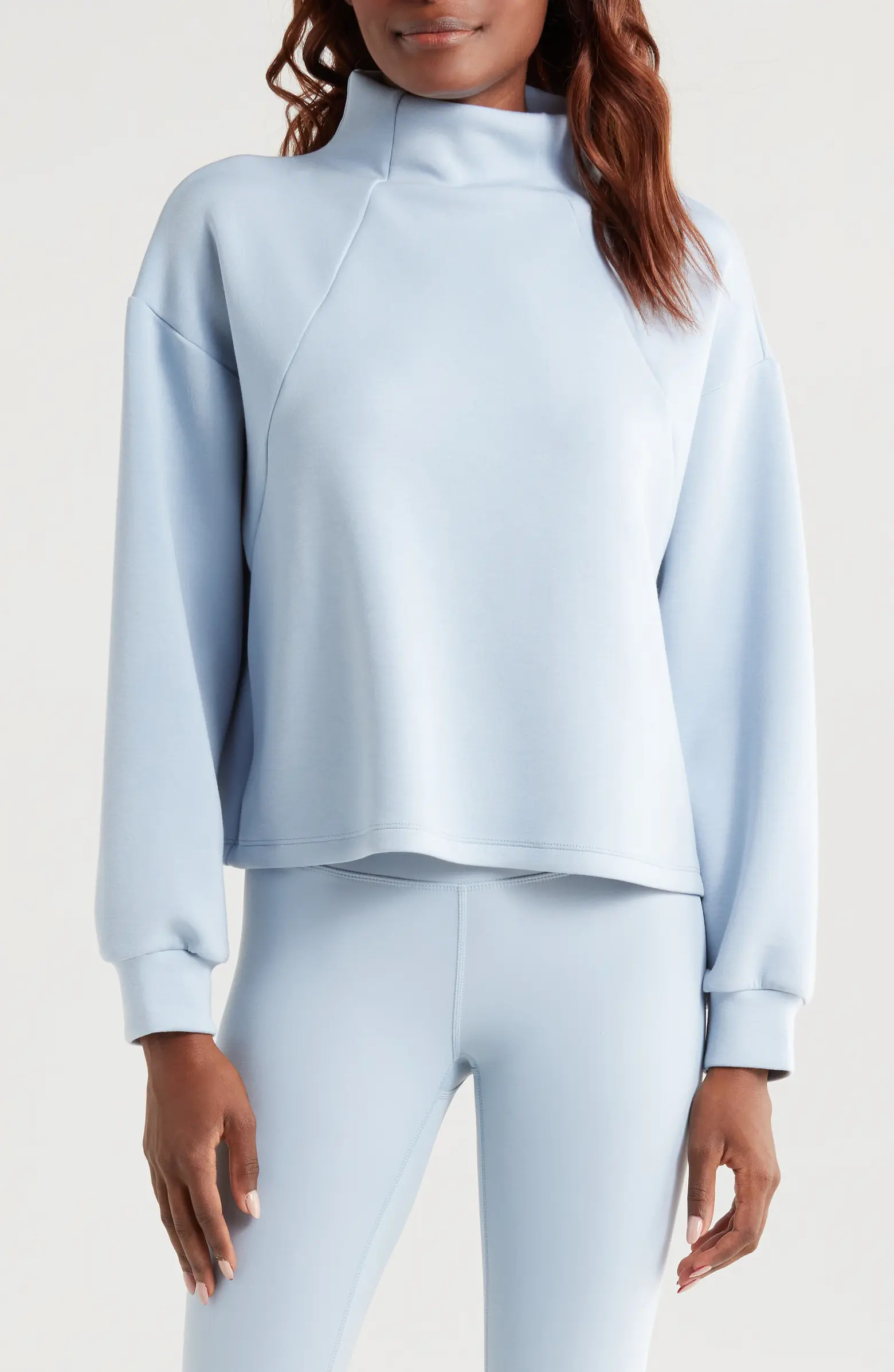 Zella Soft Scuba Funnel Neck Modal Blend Top | Nordstrom | Nordstrom