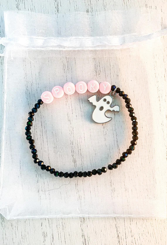 Spooky beaded bracelet with ghost  beaded  stackable  | Etsy | Etsy (US)