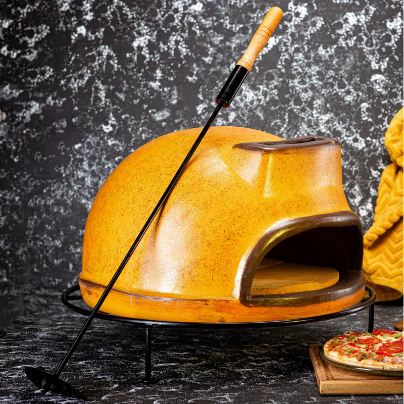 Florencia Clay Countertop Wood-Fired Pizza Oven in Mustard Textured Finish | Wayfair Professional