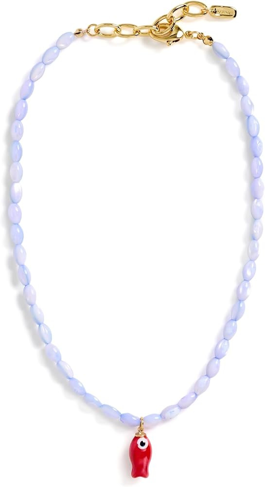 Amazon.com: Logan Tay Women's Baby Blue Beaded Fish Necklace, Blue, One Size : Clothing, Shoes & Jewelry | Amazon (US)