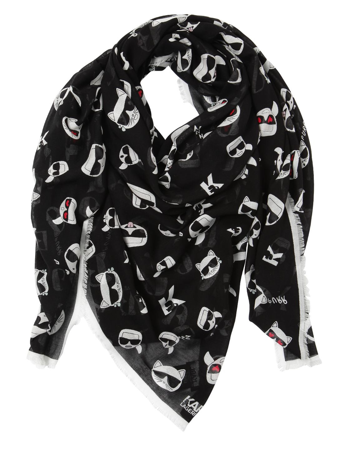 KARL PRINT CASHMERE BLEND SCARF | Luisaviaroma