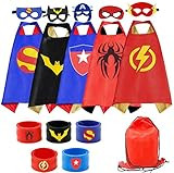 RioRand Kids Dress Up 5PCS Superhero Capes Set and Slap Bracelets for Boys Costumes Birthday Party G | Amazon (US)
