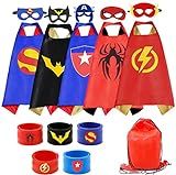 RioRand Kids Dress Up 5PCS Superhero Capes Set and Slap Bracelets for Boys Costumes Birthday Party G | Amazon (US)