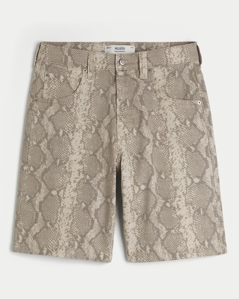 Snake Print Baggy Jean Shorts | Hollister (UK)