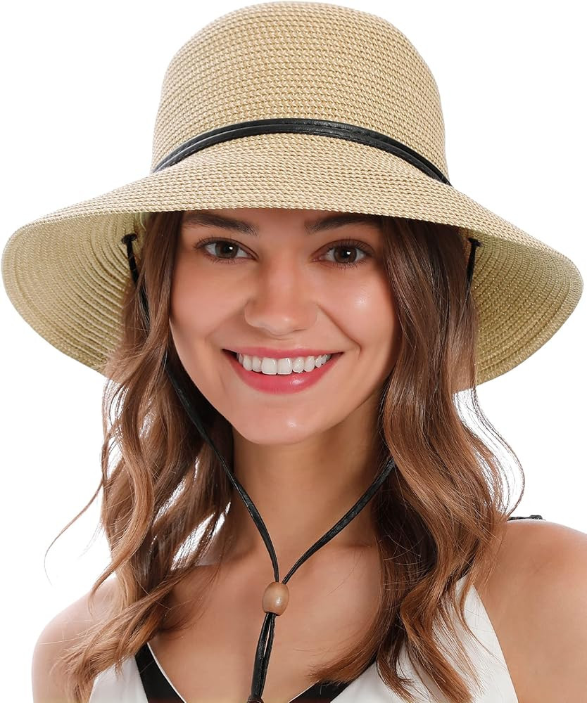 Simplicity Women's Wide Brim Straw Sun Hat with Lanyard UPF Summer Sun Hats for Women | Amazon (US)