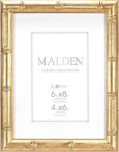 Malden International Designs 4x6 Matted Gold Bamboo PS Moulding Picture Frame Antique Gold Finish... | Amazon (US)