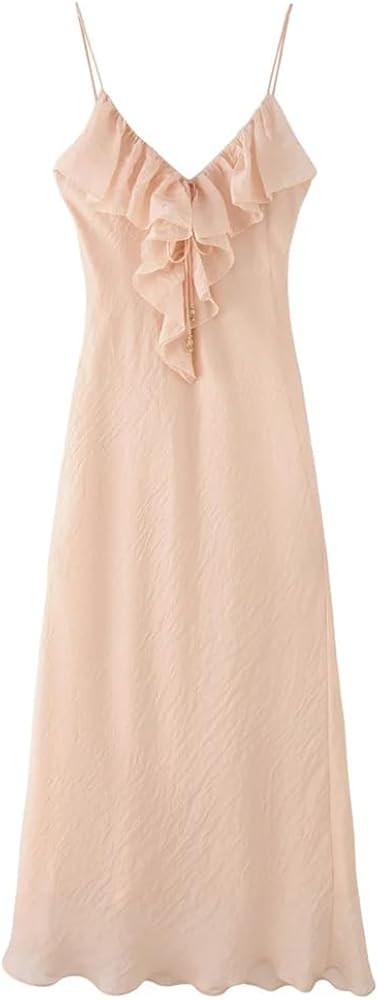 Fnfmrfmr Womens Sleeveless Spaghetti Strap Midi Dress V-Neck Cowl Neck Solid Tierred Party Dresse... | Amazon (US)