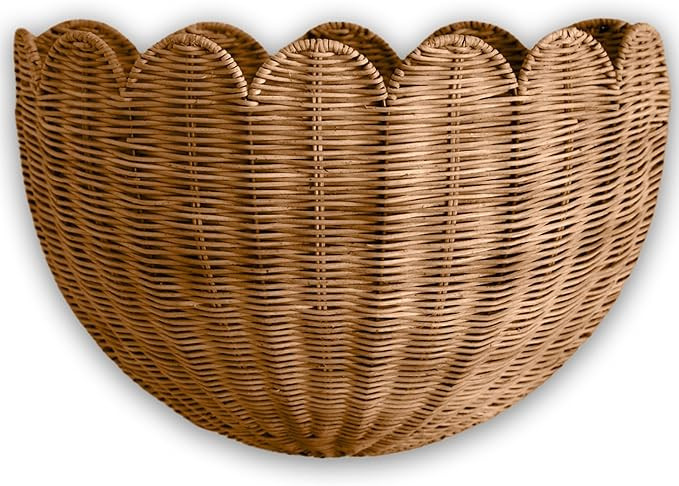 BEBE BASK Scalloped Wicker Hanging Basket - The Original Wicker Wall Decor - Hand Woven Wall Bask... | Amazon (US)