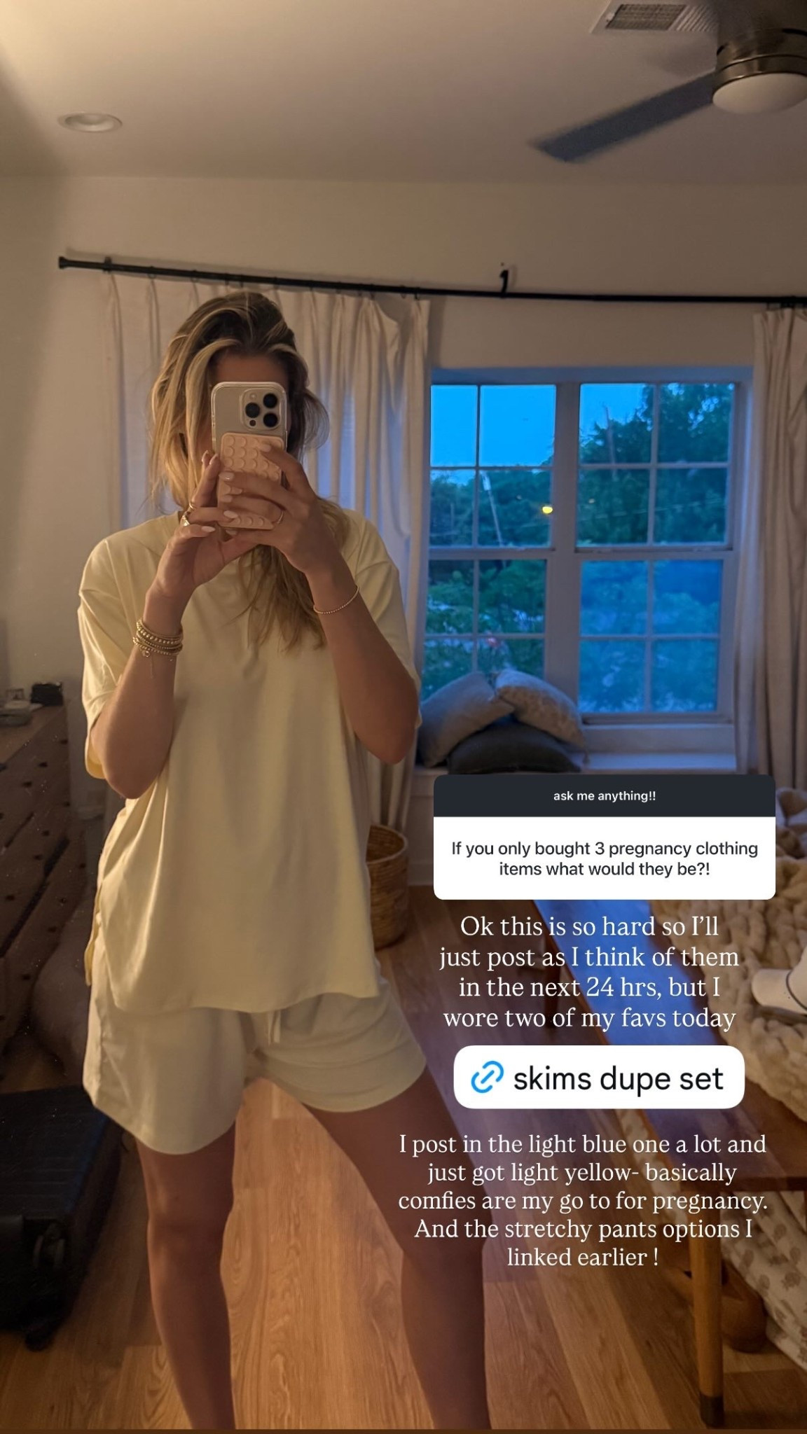 I post in the light blue one a lot and just got light yellow- basically comfies are my go to for pregnancy!

#LTKootd #LTKmorningroutine #LTKBump