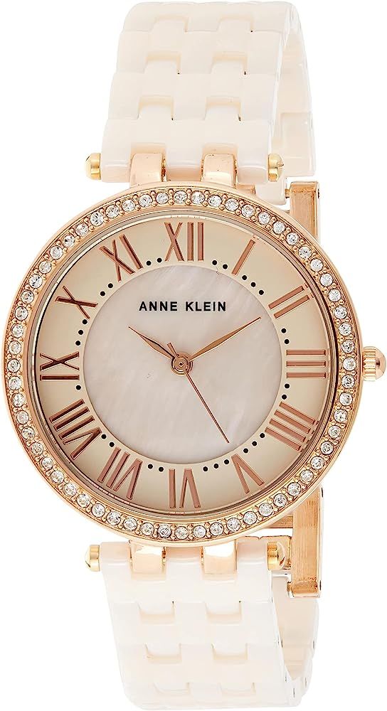 Anne Klein Women's AK/2130RGLP Premium Crystal-Accented Rose Gold-Tone and Light Pink Ceramic Bra... | Amazon (US)