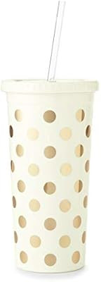 Kate Spade New York Insulated Plastic Tumbler with Reusable Straw, 20 Ounces, Gold Dots | Amazon (US)