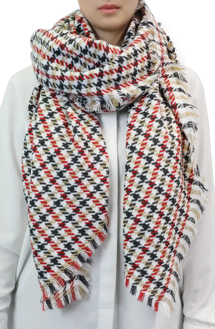Houndstooth Check Yarn Dyed Fringe Scarf | Nordstrom