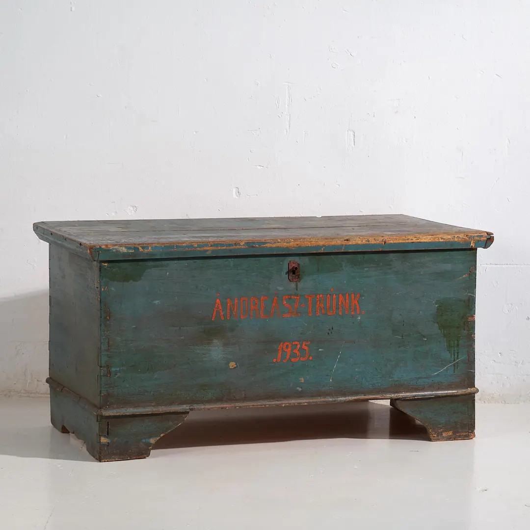 Antique chest with turquoise green patina (Year 1935) #10 | Etsy (US)