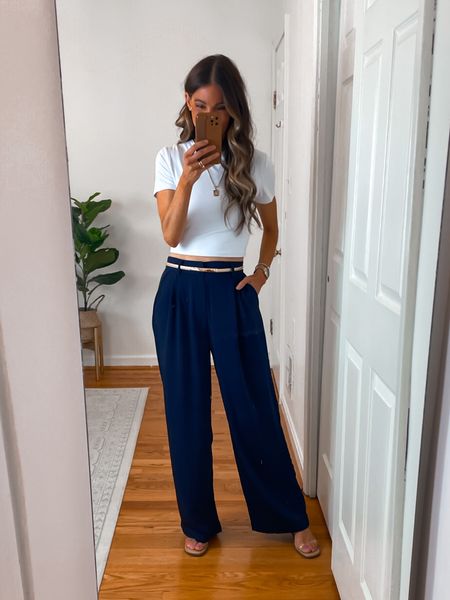 My new go to crop top shirt. Wearing a small. Dress pants run small - size up. I’m wearing a size 4 and my normal tts is 0-2. Perfect for work or play! 

#LTKunder50 #LTKunder100 #LTKstyletip