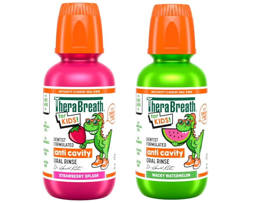 TheraBreath Kids Mouthwash with Fluoride, Organic Strawberry Splash, Anticavity, 10 fl oz & Thera... | Amazon (US)