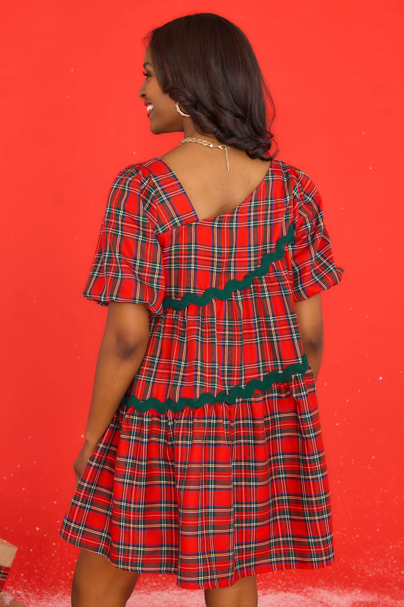 Peace And Joy Red Plaid Dress | Red Dress 