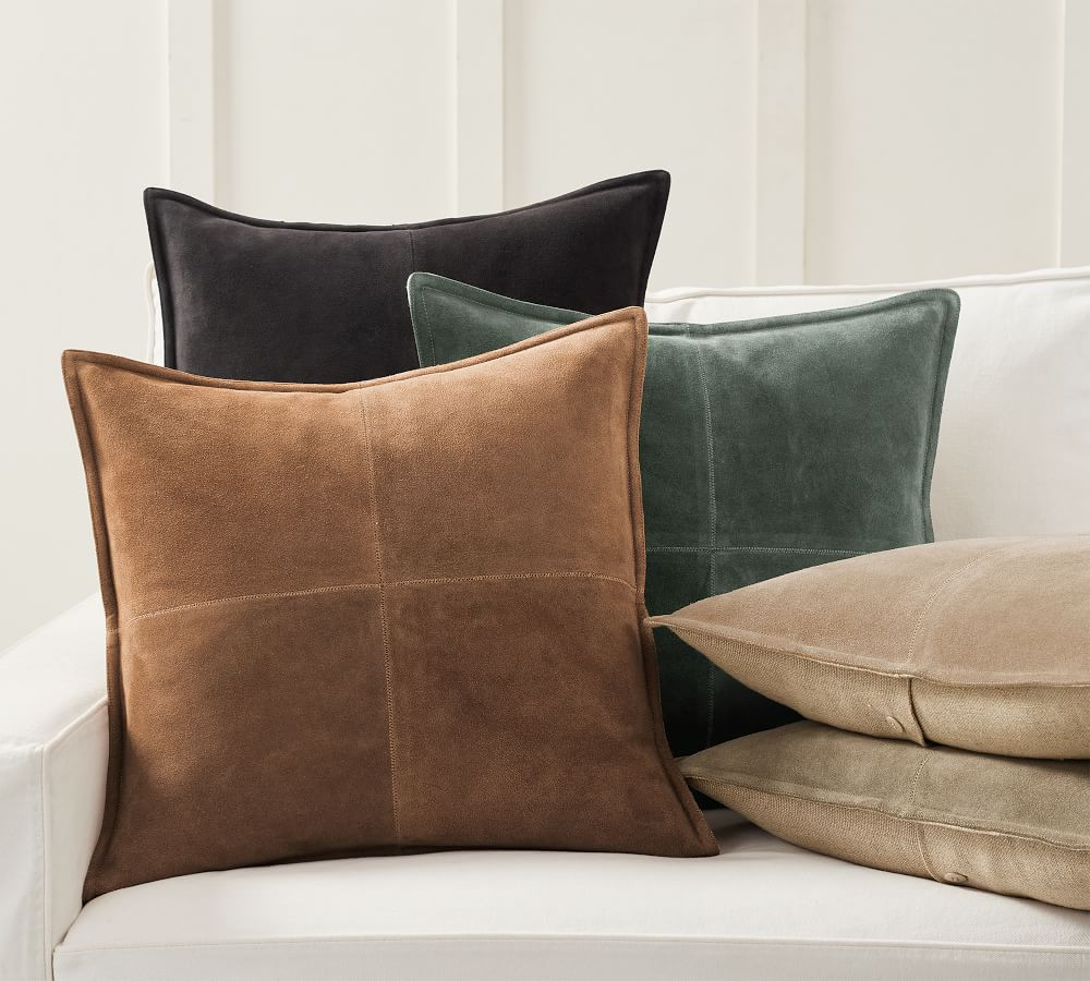 Pieced Suede Pillow Covers | Pottery Barn (US)