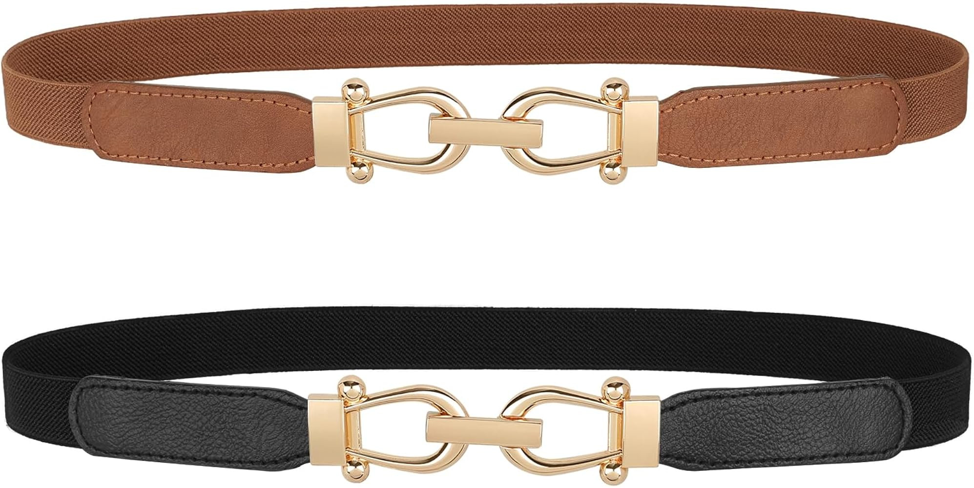 JASGOOD Women Skinny Elastic Stretch Belt for Dresses Retro Ladies Waist Vintage Thin Belt | Amazon (US)