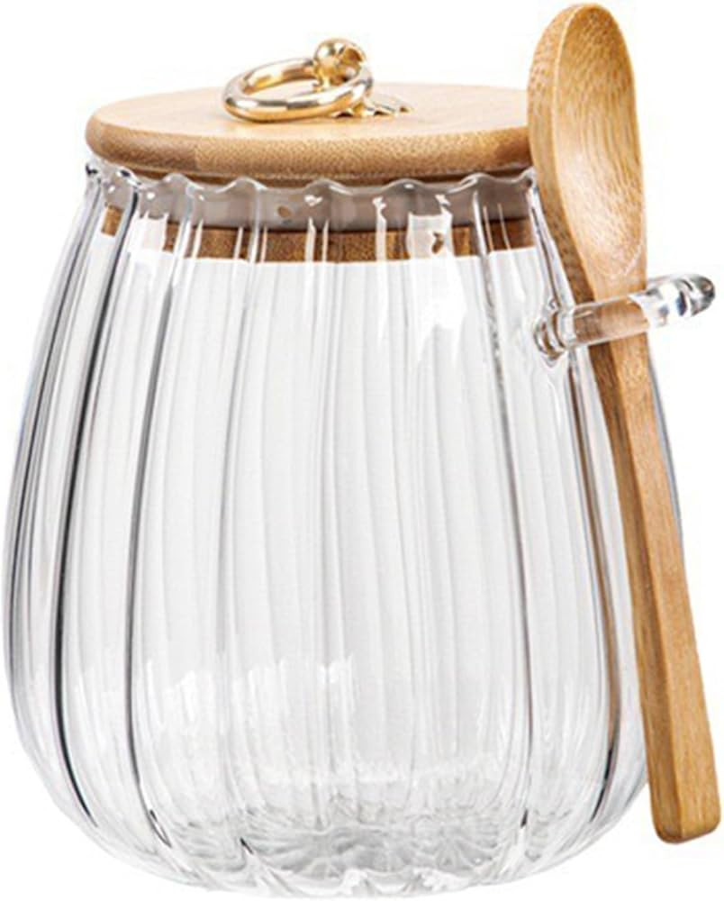 MUAMAX Glass Jar with Bamboo Lid and Spoon 700ML/24oZ,Airtight Storage Canister,Storage Jars with... | Amazon (UK)