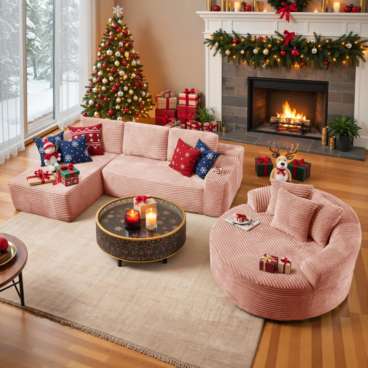 3-Piece No-Assembly Living Room Set, Modern Sectional Sofa With Loveseat And Chaise Lounge | Wayfair North America