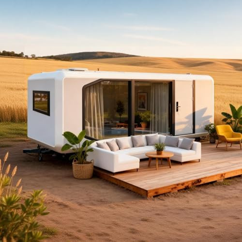 Luxury Modern Prefab Cabin - 19ft Mobile Capsule with Bedroom, Kitchen and Bathroom, Storm Resist... | Amazon (US)