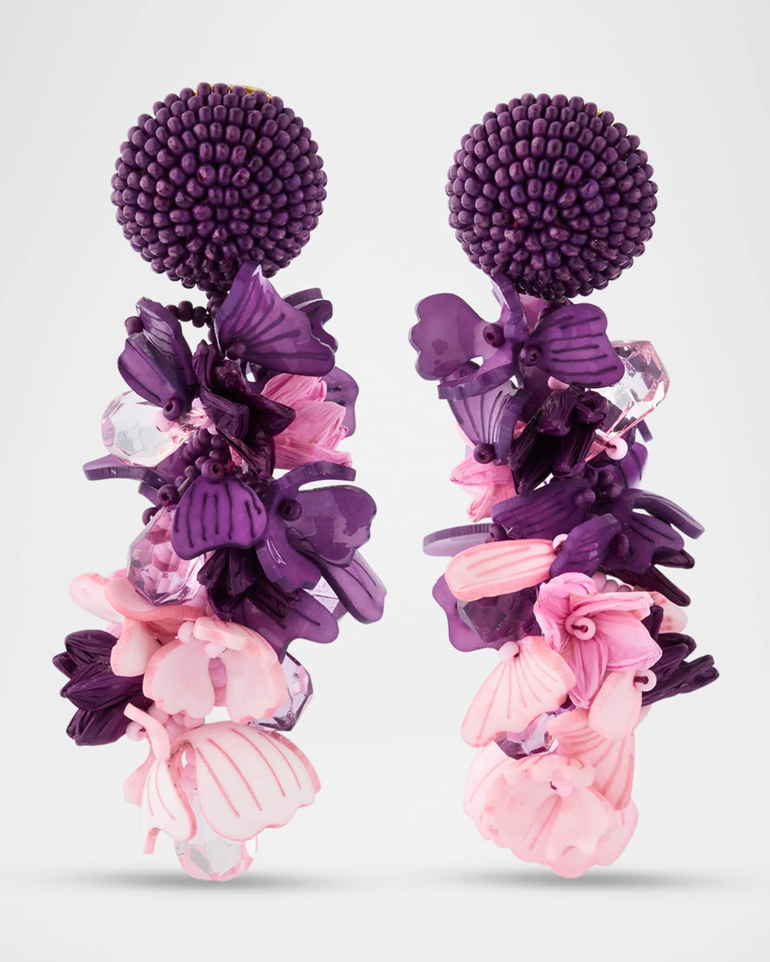 Plexy and Raffia Flowers Earrings | Neiman Marcus
