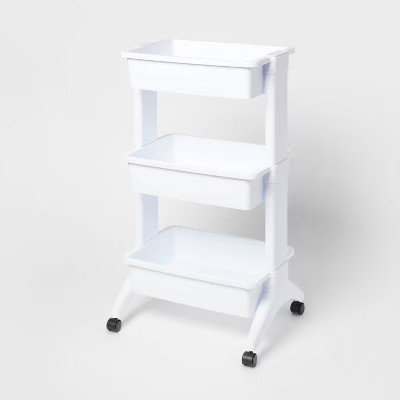 3 Tier Utility Cart White - Brightroom™: Portable Rolling Storage with Wheels, Universal Organi... | Target