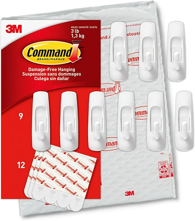 Command Medium Utility Hooks, Damage Free Hanging Wall Hooks with Adhesive Strips, No Tools Wall ... | Amazon (US)