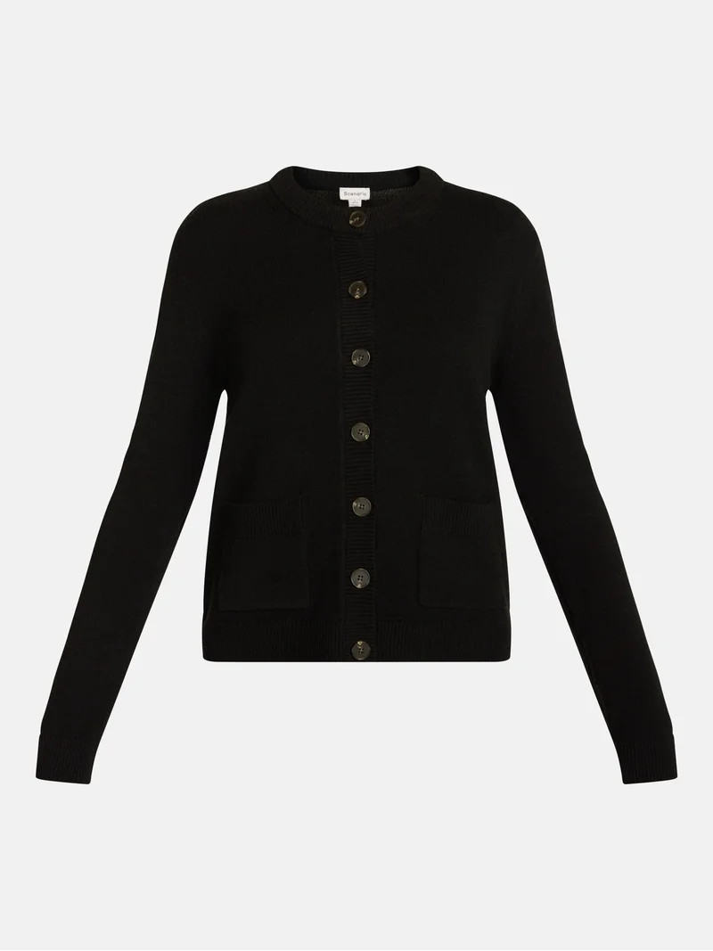 Scenario Women's Crewneck Cardigan with Patch Pockets, Lightweight, Sizes XS-XXXL | Walmart (US)