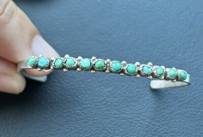 Old Pawn Native American Zuni 925 Sterling Silver Turquoise Bangle Bracelet Cuff  | eBay | eBay US